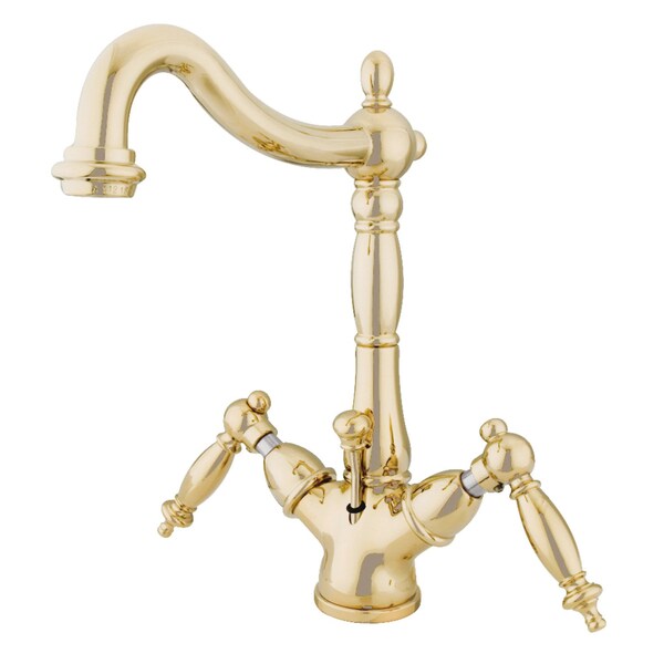 KS1432TL 2-Handle Bathroom Faucet W/Brass Pop-Up & Cover Plate, Brass